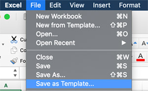 Excel Save As Template