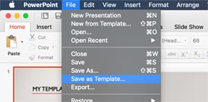 Saving a PowerPoint Template